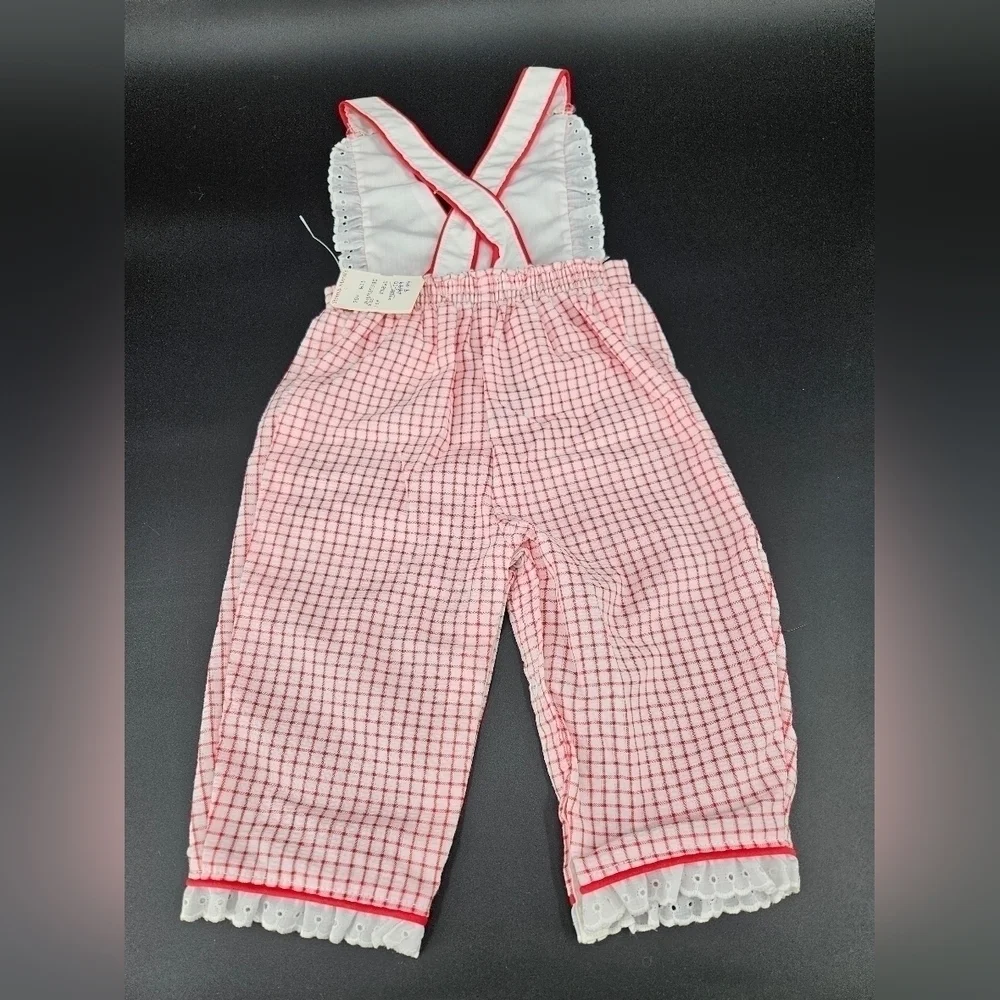 🐞 NWT 80s Carter's 12 Month Overalls Outfit Vintage LITTLE LADYBUG Red Plaid